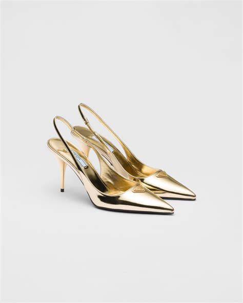 kid leather prada pump|prada metallic leather slingback pumps.